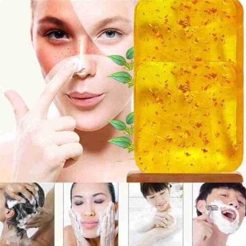 120g Osmanthus Gold Leaf Handmade Soap Base Face Cleanser Deep Cleansing Body Pores Remove Acne Whitening Brightening Skin