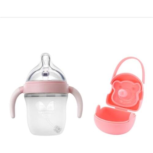 VALUEDER 150ml Silicone Feeding Bottles and Baby Pacifier Set Non-spill Baby Milk Bottle and Soother with Pacifier Clips&Case
