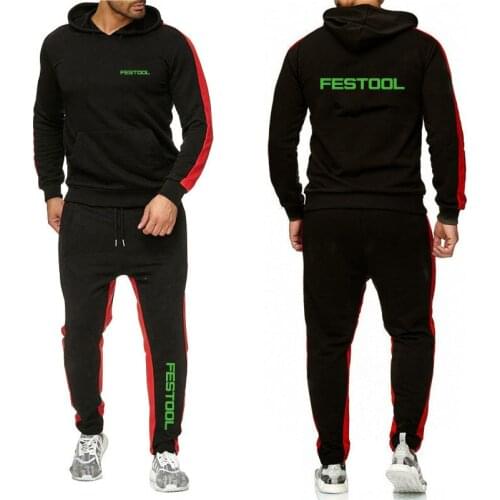 New Men Fashion Festool Tools Printing Long Sleeve Hoodies Pants Set Male Tracksuit Sport Suit Gyms Set Casual Sportswear Suit