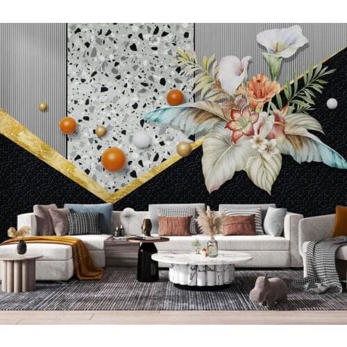 New modern minimalist jazz white marble light luxury geometric three-dimensional terrazzo self-adhesive wallpaper