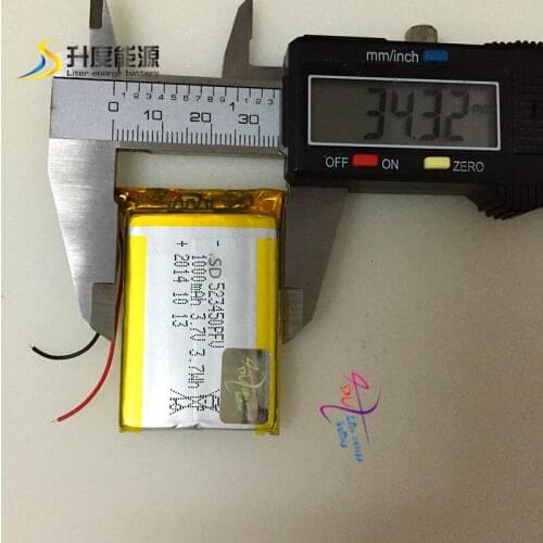 Tablet battery SD523450 Supplier price rechargeable 1000mah polymer battery 3.7V 523450 for electric power tools