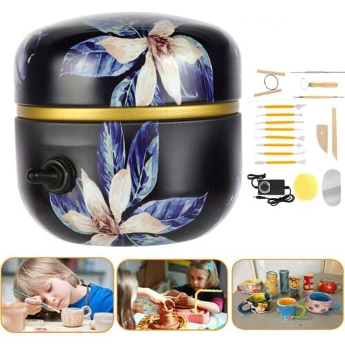 Professional Mini Electric Pottery Wheel Ceramic Machine 1500RPM Work Clay Art Craft DIY Clay Tool With Tray Children Gift