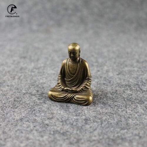 Antique Bronze Buddha Statue Mini Portable Brass Bodhisattva Sculpture Ornaments Home Feng Shui Decor Office Desk Decorations