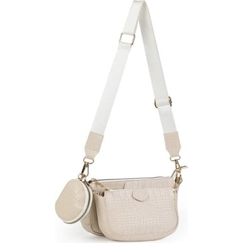 Alligator Pattern Soft PU Solid Color Chain Shoulder Bag Crocodile Pattern Women Crossbody Bag Handbags and Purse