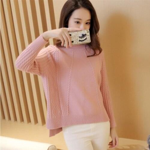 Warm Bottoming Tops Female 2021 New Autumn Winter Korean Long-Sleeve Pullover Sweater Knitting Womens Loose Short Clothing Thick