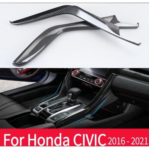 Car Inner Water Cup Holder Cover Trim For Honda CIVIC 10th Gen 2016-2020 Centrol Control Panel Stickers Decorative Accessoriors