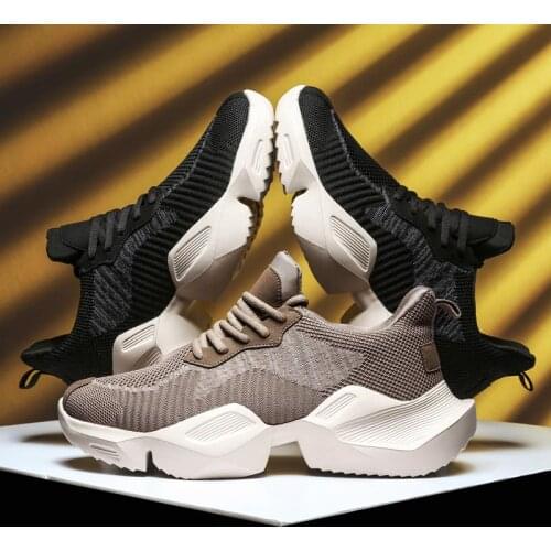 Plus Size Summer High-soled Running Shoes Men Sport Shoes for Man Sports Shoes Men Chunky Sneakers Male Brown Runners GMB-0459