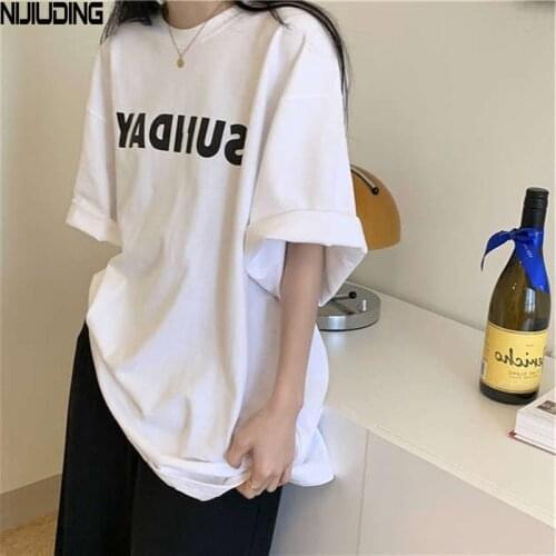 Summer Short Sleeve Printed Letter T-shirts For Women Short Sleeve O-Neck Pullver Tops Female Casual Sunday Loose T Shirts 2021