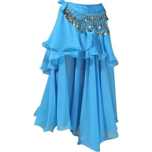 Womens Sexy Belly Dance Skirt Chiffon Costumes with Waist Chain 33.46inch