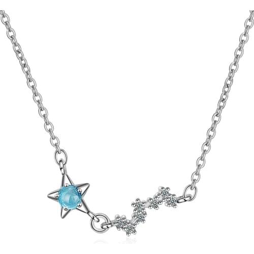 Utimtree Creative Korean Short Star Chokers Necklaces Jewelry CZ Zircon Women Pendant Necklace 925 Silver Sterling Collar Mujer