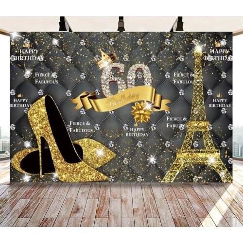 Golden Crown Balloons Birthday Party 60 50 40 30th Diamond Photcall Poster Portrait Photo Background For Photography Backdrops