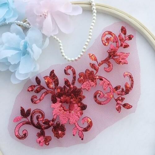 10Pieces/Lot 12Color Sequin Embroidery Lace Flower DIY Headscarf Dress Dance Performance Stage Clothes Accessories RS2496