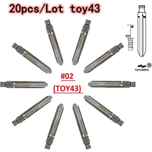 20pcs VVDI kd REMOTE toy43 key blade Uncut Flip KD Remote Key Blade Type #02 for Toyota