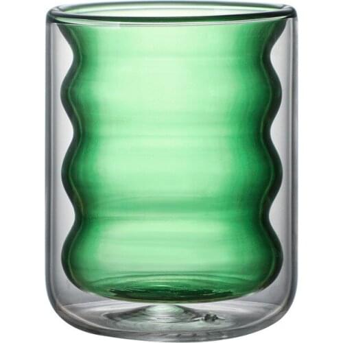 200ml Stained Glasses Heat-resistant Double Wall Coffee Cup Morning Milk Glass Juice Glass 11