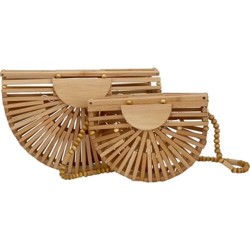 2021 Summer Branded Luxury Beach Handbag Semicircle Bamboo Small Crossbody Shoulder Bags with Handle for Women S