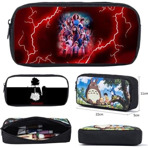 3D Print Anime Stranger Things Season 4 Pencil Case Cosmetic Makeup Bags School Supplies Stationery Storage Zipper Pouch Student