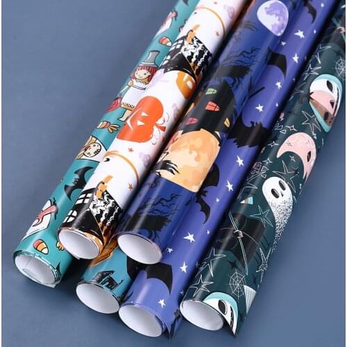 5pcs Halloween Party Christmas Gift Cartoon Pumpkin Bat Castle Gift Wrapping Paper 6 Styles Party Gift Boxes Bag Decor