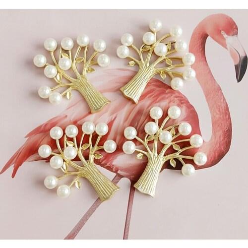 2 pcs/lot DIY Pearl Tree Sub-gold Alloy Accessories Bride Headdress Apparel Shoes Bag Handmade Accessories Alloy Pendant Button