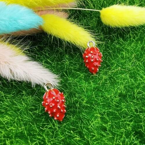 ApeUr 10pcs Fruit Red Strawberry Enamel Charms Pendant DIY Jewelry Making Womens Earrings Accessory Handmade Craft 11*18mm