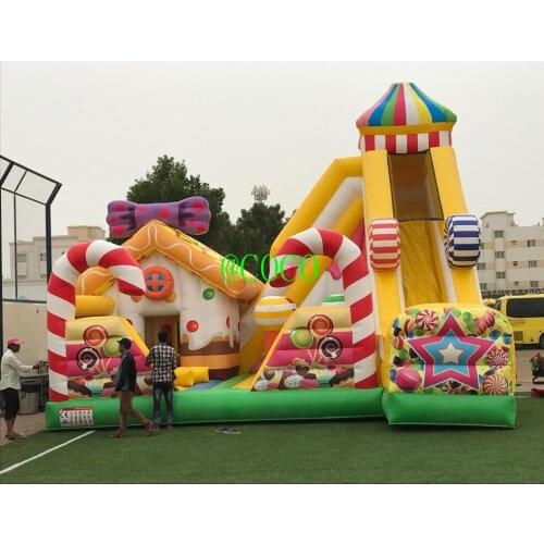 Free ship to sea port!Funny inflatable Circus amusement park,Giant inflatable candy fun city,Inflatable candy house jumper slide