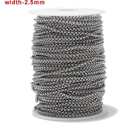 1M/2M/5M/10M Gold Tone 2.5mm Width Cable Chain Stainless Steel Gold Link Chain DIY For Necklace Bracelet Jewelry making Findings