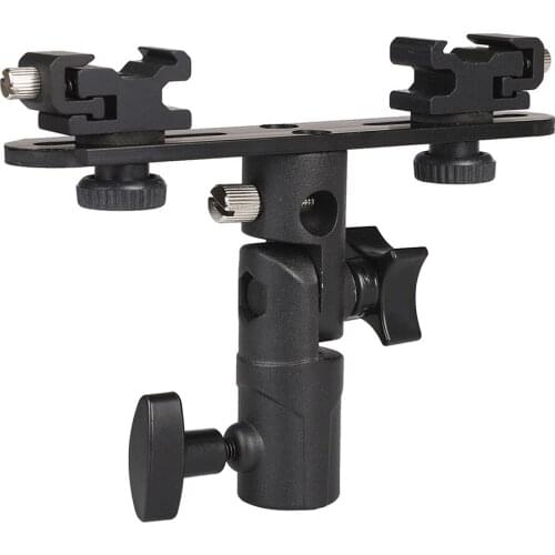 2 Hot Shoe Mounts Camera Flash Bracket Umbrella Holder Stand For Canon Nikon Sony Speedlite Monitor Microphone Monitor Camcorder