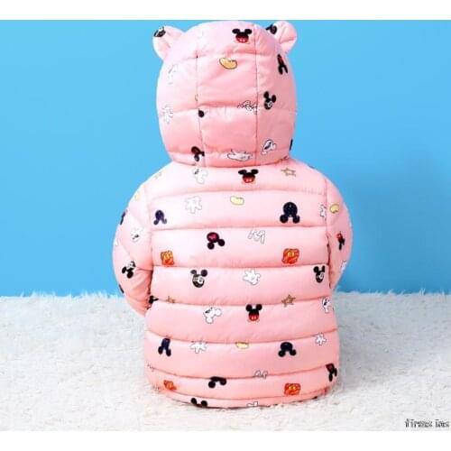 Children winter jacket for kids girls Print Mickey Mouse Casual Hooded Coat Baby Clothing Outwear kids keep Warm snowsuit