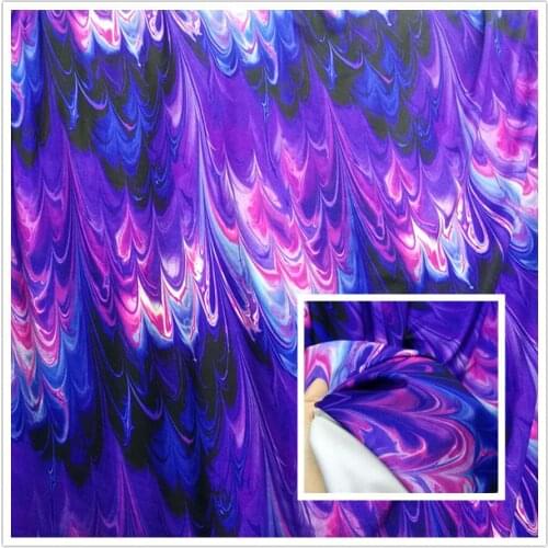 Purple Flame Print Stretch Swimwear Fabric Spandex Knitted Fabric Latin Dance Fabric DIY Sewing Gymnastic Leotart Festival