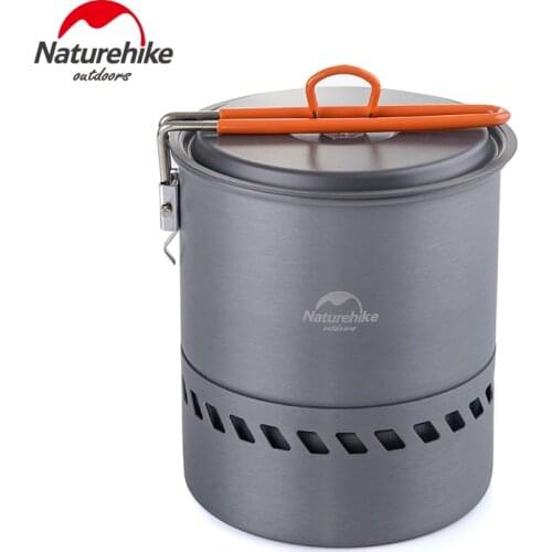 Naturehike Heat Collecting Exchanger Pot 1.5L Camping Backpacking Hard Aluminum Pot with Folding Handle Rapid Boil Billy Can