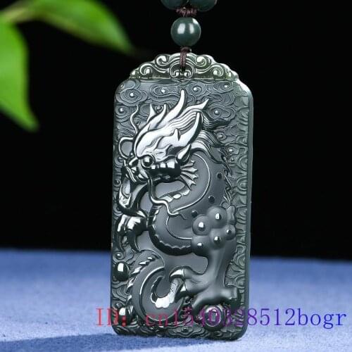 Hetian Jade Dragon Pendant Charm Jadeite Men Chinese Fashion Amulet Natural Gifts Necklace Jewelry Women Carved
