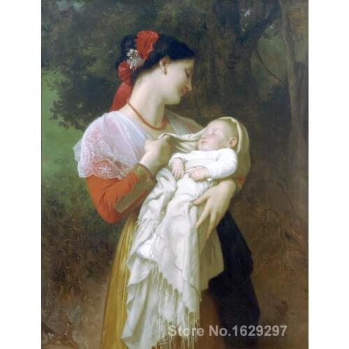 Maternal Admiration Paintings by William Adolphe Bouguereau impressionist art High quality Hand painted
