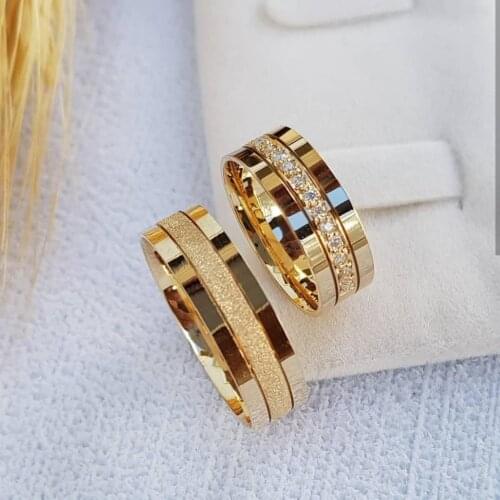 SILVERFONI 925 Sterling Real Silver Wedding Rings Set For Men And Women Jewelry Hand Made Anniversary Gift New Season Gold Plate