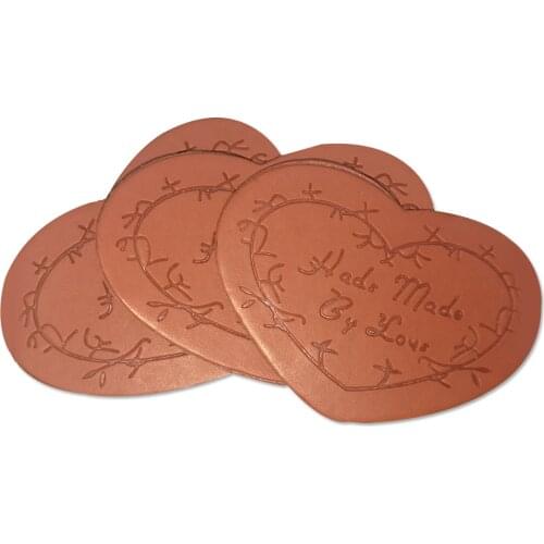 Hand Made With Love Leather Labels For Clothing Handmade With Heart Tags For Love Gift Handwork Leather Labels For Clothes Tag