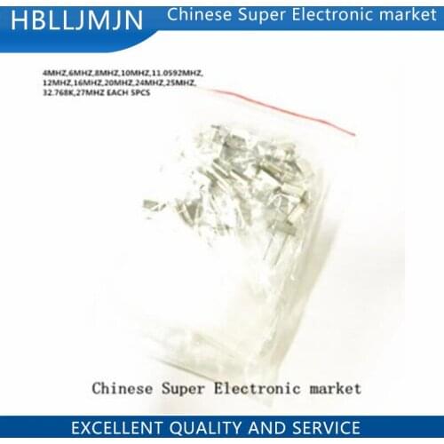 Crystal Oscillators HC-49S 12 Values* each value 5pcs Assortment Kit 4MHZ,6MHZ,8MHZ,12MHZ,16MHZ,20MHZ,24MHZ~27MHZ