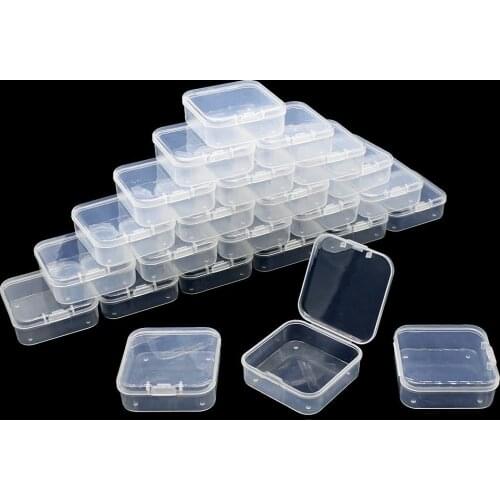 Mini Clear Plastic Storage Containers Box with Hinged Lids Empty Hinged Boxes for Beads, Small Items, Crafts, Jewelry