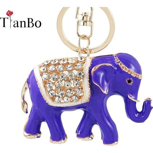 Miss Lady Creative Animals Elephant Alloy Crystal Keychain Creative Modeling Pendant Ornaments Key Chain Keyrings Jewelry
