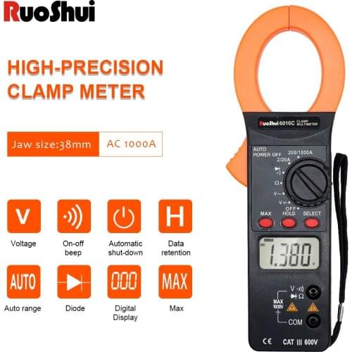 RuoShui 6016C Clamp multimeter Auto Range AC current Frequency meter Resistance Electrician tool Voltage Amp 1000A Clamp tester