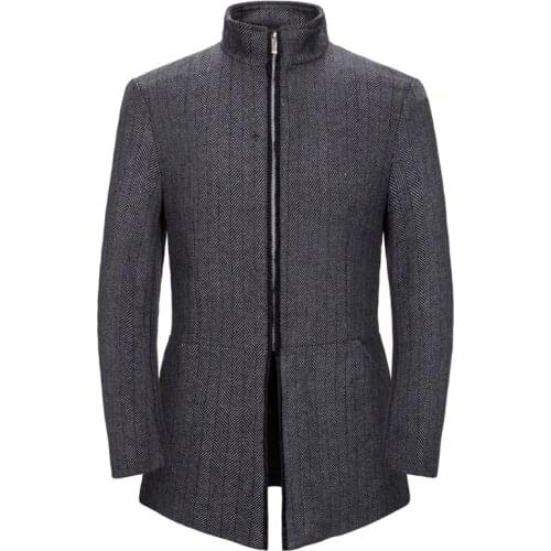 British Mens Clothing 2019 Windbreak MenS Large Size Leisure Style Stand Collar Wool Windshirt Jacket Mens Trench Coat KK3171