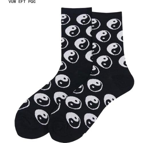 Chinese Style Men And Women Socks Tai Chi Pattern Gossip Hip Cool Street Fashion Classical Elements Cotton Sock
