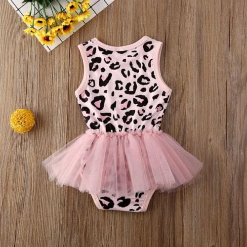 Toddler Baby Girls Sleeveless Leopard Romper Dress Sweet Kids Princess Party Pink Voile Tutu Dresses