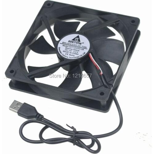 5PCS LOT Gdstime DC 5V USB 120mm 120x25mm 12025S Cooler Motor Brushless Cooling Fan 1500RPM 0.2A