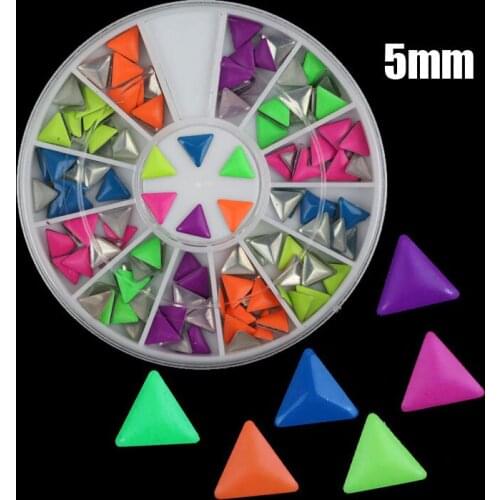 Wholesale triangle fluorescence rivet nail art tip jewelry manicures DIY decals decoration accessories 250sets/lot free shipping