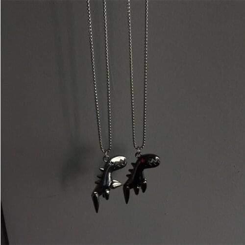 TIMEONLY Cute Dinosaur Titanium Steel Pendant Necklaces for Women Girls Hollow Chain Necklace Hip Hop Gifts Street Style Animal