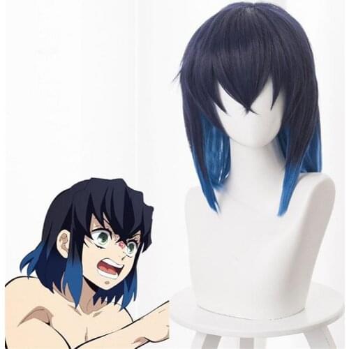 Demon Slayer Kimetsu no Yaiba Hashibira Inosuke Cosplay Wig Hair Halloween Carnival Wigs 35cm
