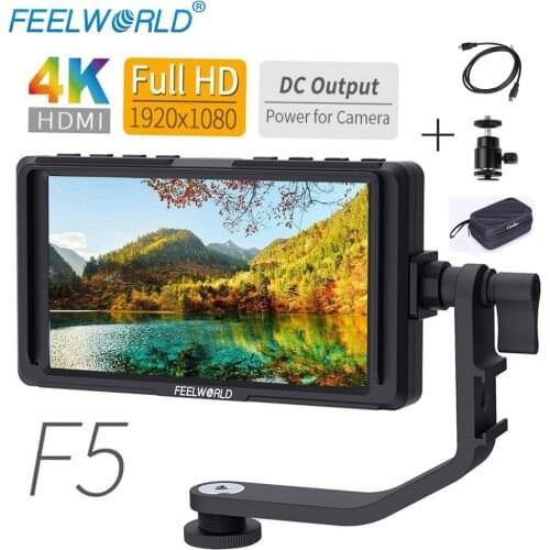 FEELWORLD 5 Inch IPS DSLR Camera Field Monitor 4K HDMI 1920x1080 DC Output LCD Monitor for Sony Nikon with Bag Hot Shoe Mount F5