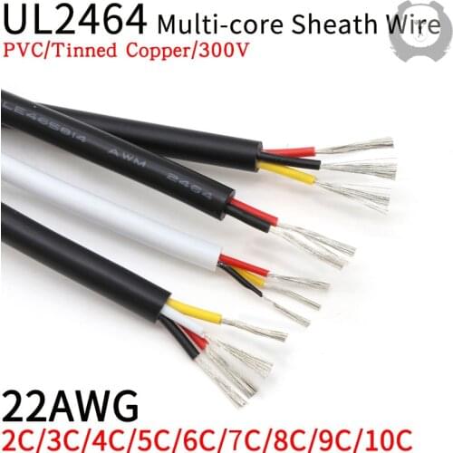 10M 22AWG UL2464 Sheathed Wire Cable Channel Audio Line 2 3 4 5 6 7 8 9 10 Cores Insulated Soft Copper Cable Signal Control Wire