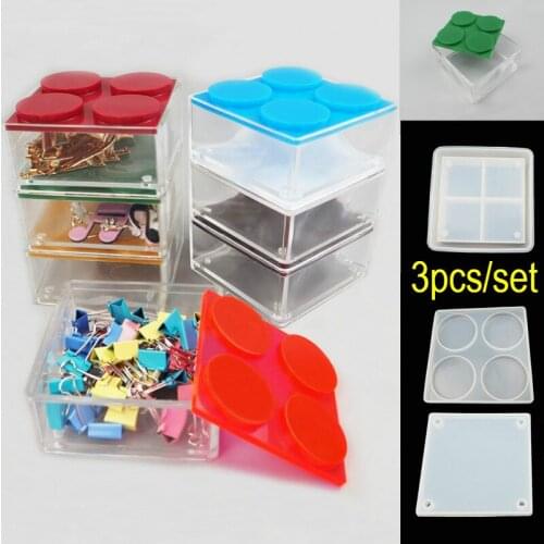 Crystal Epoxy Mold Multilayer Overlay Square Storage Box Silicone Mirror Hand Swing Table Jewelry Box DIY Material Package