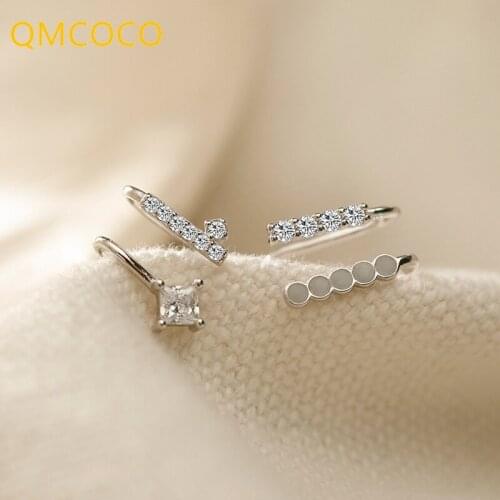 QMCOCO 925 Silver Double Ear Clip Ear Hole Korean INS Style Simple Elegant Design U-Shaped Earrings For Woman Birthday Gifts