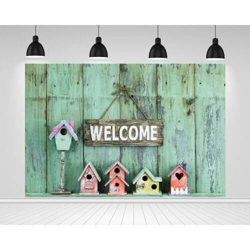 Scopiso Welcome Green Wooden Board House Mailbox Easter Baby Background For Photo Studio Photocall Props Photography Backdrops