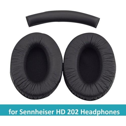 Replacement Ear Pads Fit for Sennheiser HD 202 Wired Headphones Over Ear Headset HD202 Black Leatherette Ear Cushions